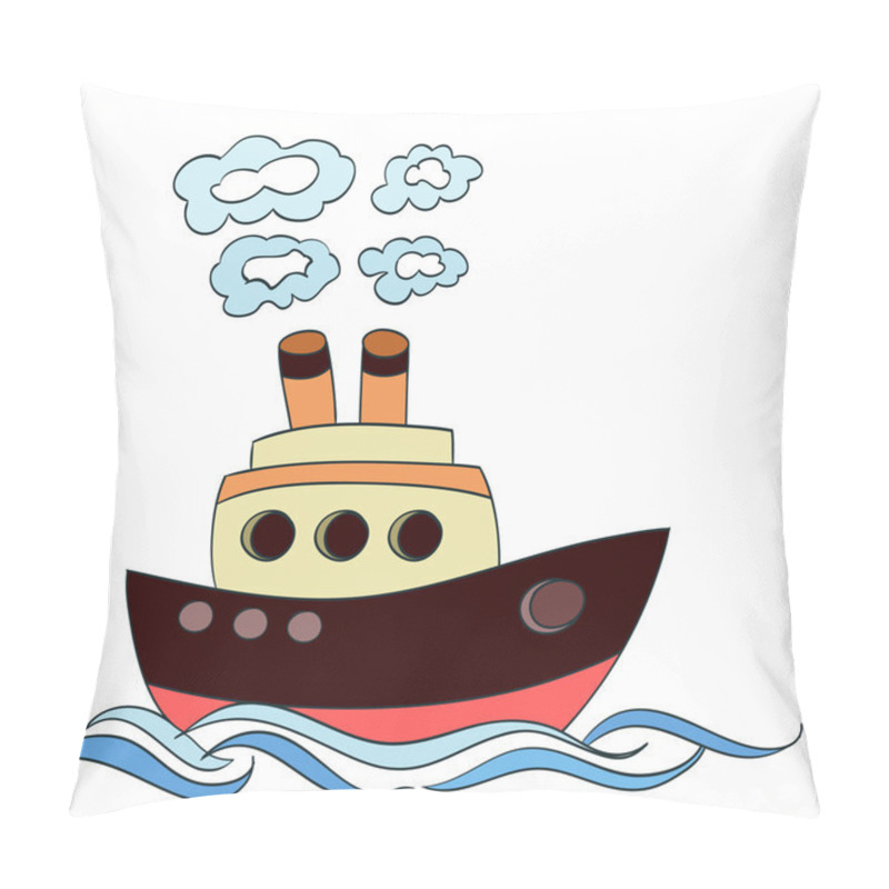 Personality  Little Cartoon Ship. Vector Pillow Covers