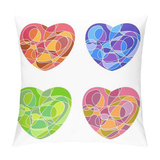 Personality  Set Of Heart Like Shape Mosaic Icon Or Logo Isolated On White Background For Valentine Pillow Covers