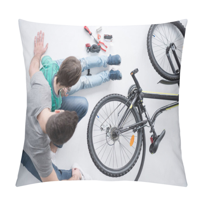 Personality  father and son with bicycle pillow covers