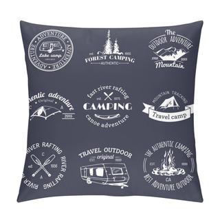 Personality  Set Of Vintage Camping Logo Pillow Covers