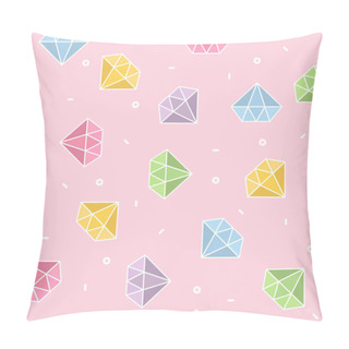 Personality  Pastel Diamond Seamless Pattern With Pink Background Vector Pillow Covers