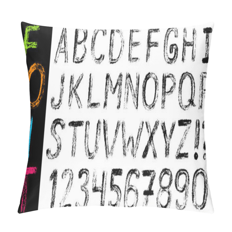 Personality  Hand drawn font: alphabet and numbers pillow covers