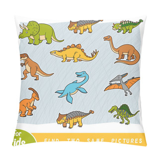 Personality  Find Two The Same Pictures, Education Game For Children. Colorful Set Of Dinosaurs Pillow Covers