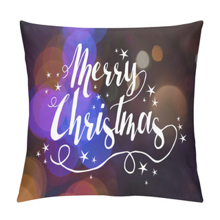 Personality  Merry Christmas Bokeh Background Stars Text Card Pillow Covers