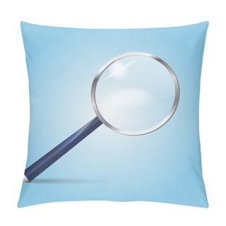 Personality  Realistic Vector Magnifying Glass. Vector Illustration. Pillow Covers