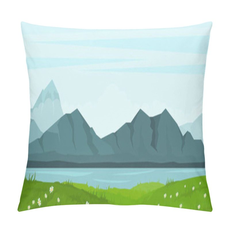 Personality  Summer landscape with lake and mountains pillow covers
