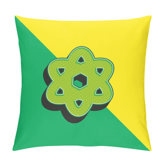Personality  Atom Green And Yellow Modern 3d Vector Icon Logo Pillow Covers