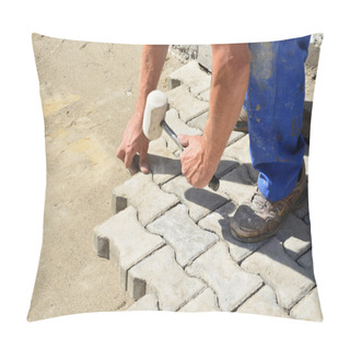 Personality  Worker Laying Interlocking Pavers Pillow Covers