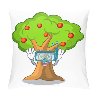Personality  Diving Apple Tree Full Of Isolated Mascot Vector Illustration Pillow Covers