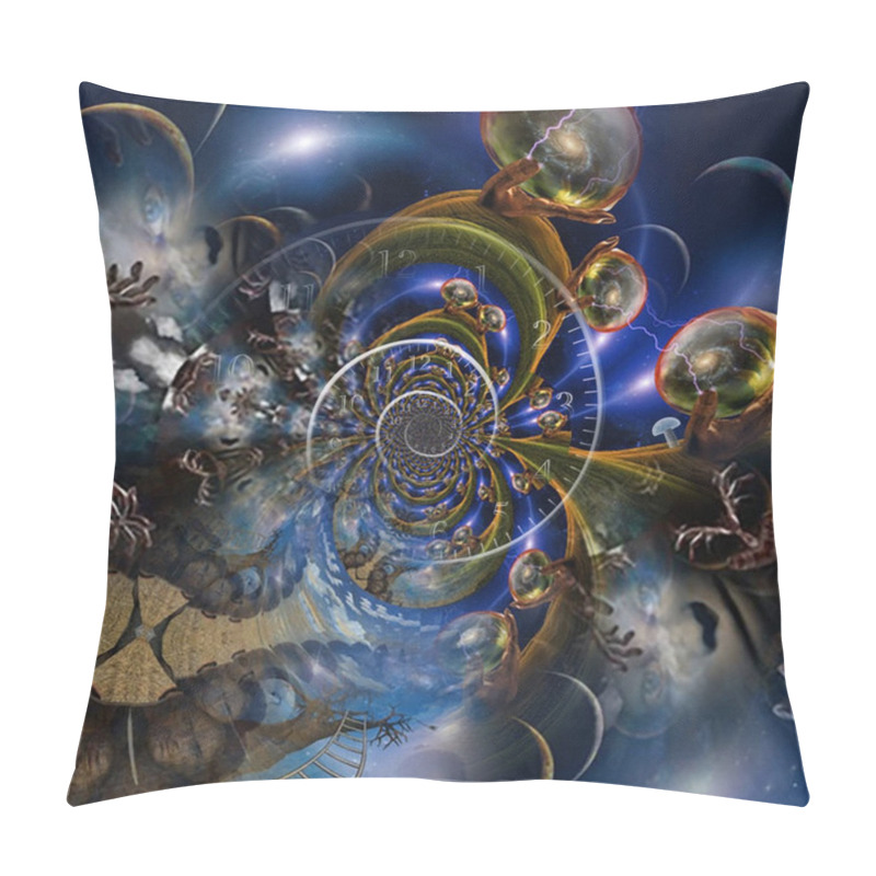 Personality  Abstract Composition. Symbolic Fractal And Spiral Of Time Pillow Covers