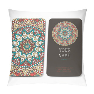 Personality  Set Retro Business Card. Vector Background. Card Or Invitation. Vintage Decorative Elements. Hand Drawn Background. Islam, Arabic, Indian, Ottoman Motifs. Pillow Covers