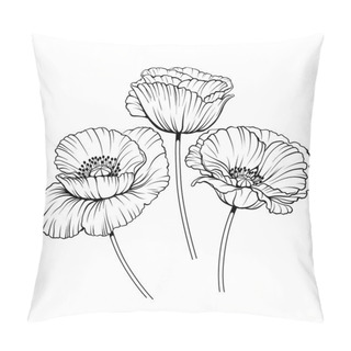 Personality  Line Poppies Vector Set 01 Pillow Covers