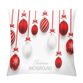 Personality  Christmas Balls With Red Ribbon Pillow Covers