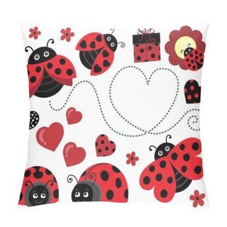 Personality  Valentine Ladybugs Theme Image 2 Pillow Covers