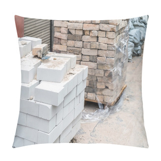 Personality  Stack Of Bricks At Site Pillow Covers