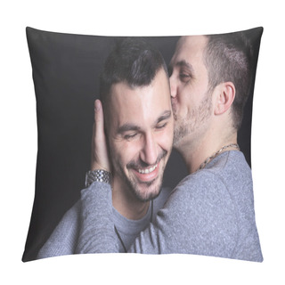 Personality  Gay Couple On Black Background Pillow Covers