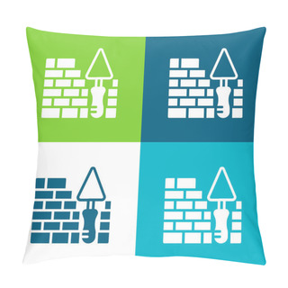 Personality  Brick Wall Flat Four Color Minimal Icon Set Pillow Covers