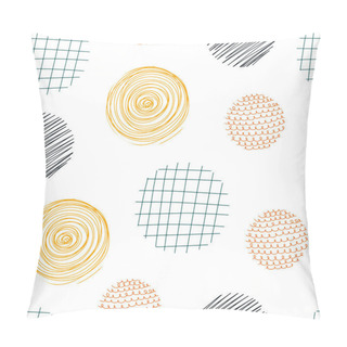 Personality  Abstract Seamless Pattern With Circular Elements. Hand  Drawn Scandinavian Style Vector Illustration Perfect For Textiles, Fabrics, Paper, Wallpaper. Pillow Covers