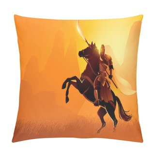 Personality  Vector Illustration Of Ancient Warrior Series, Guan Yu Was A Chinese Military General Serving Under The Warlord Liu Bei During The Late Eastern Han Dynasty Of China Pillow Covers