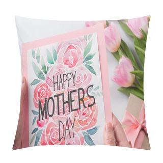 Personality  Tulips And Postcard In Hands Pillow Covers