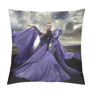 Personality  Beautiful Dancer Wearing Blue Dress Pillow Covers