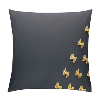 Personality  Top View Of Farfalle Pasta Isolated On Black Pillow Covers