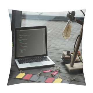 Personality  Laptop With HTML Code Pillow Covers