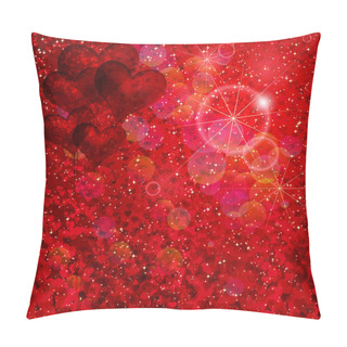 Personality  Balloons Hearts And Stars Falling On The Shiny Red Background. Pillow Covers