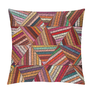Personality Embroidery - Seamless Ornament. Colored Lines On A Black Background. Handmade. Ethnic And Tribal Motifs. Print In The Bohemian Style. Pillow Covers