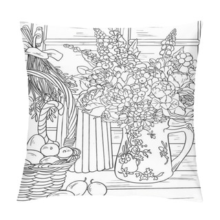 Personality  Hand Drawn Floral Elements. Flowers With Leaves And Buds Pillow Covers