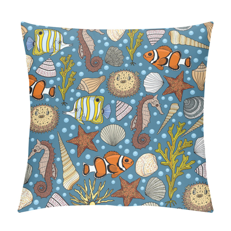 Personality  Seamless pattern with sea background pillow covers