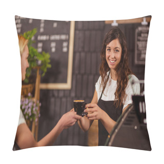 Personality  Waitress Giving Coffee To Customer Pillow Covers