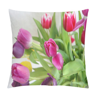 Personality  Beautiful Multicolored Vivid Holland Tulips Pillow Covers