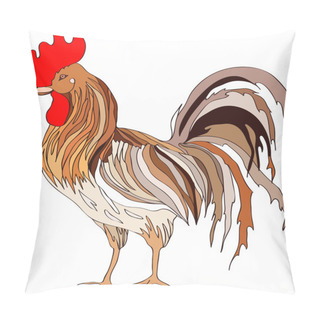 Personality  Illustration Depicting A Colored Rooster . Vector Pillow Covers