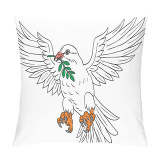Personality  Dove With Olive Leaf Drawing Pillow Covers