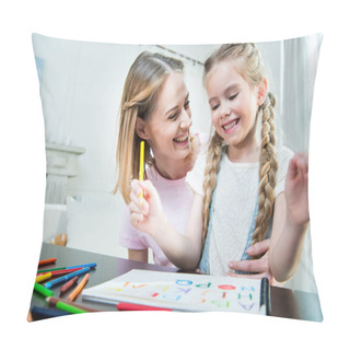 Personality  Mother And Daughter Drawing  Pillow Covers