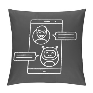 Personality  Support Chatbot Chalk Icon, Messenger Bot. Pillow Covers