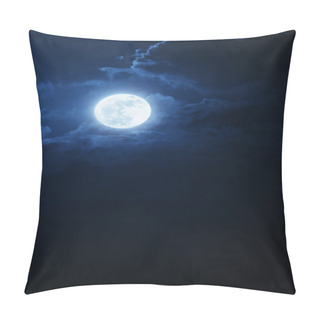 Personality  Dramatic Nighttime Clouds And Sky With Beautiful Full Blue Moon Pillow Covers