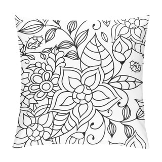 Personality  Zentangle Inspired Floral Textile Pattern With Ornamental Flowers And Leaves. Colorful Hippie Style Seamless Herbal Texture With Oriental Boho Chic Motives. Pillow Covers