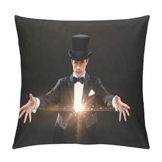 Personality  Magician In Top Hat Showing Trick Pillow Covers
