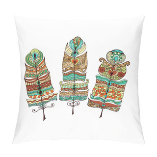 Personality  Set Of Ethnic Vintage Tribal Feathers Pillow Covers