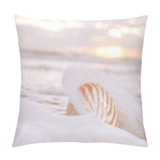 Personality  Nautilus Shell In The Sea Wave And Sunrise Pillow Covers