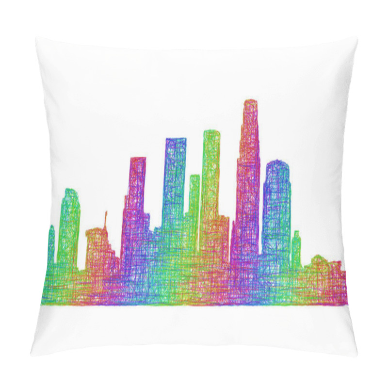 Personality  Los Angeles skyline silhouette - multicolor line art pillow covers