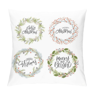 Personality  Vector Big Collection Of Hand Written Christmas Phrases And Quotes. Pillow Covers