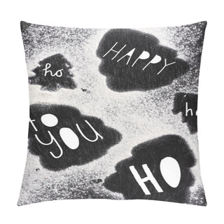 Personality  Top View Of Pine Silhouettes Covered With Sugar Powder With Happy, Ho Ho Ho, To You Lettering  Pillow Covers