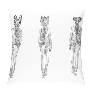 Personality  Sketch French Bulldog, Jack Russel Terrier And White Terrier Pillow Covers