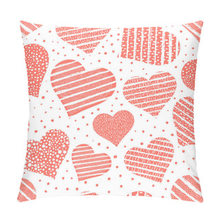 Personality  Hearts Seamless Pattern Grunge Hand Drawn Valentine's Day Background Pillow Covers