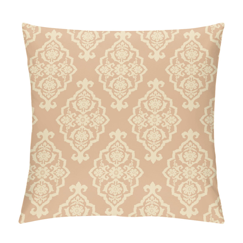 Personality  Seamless ornate ethnic Kazakh, Uzbek, Kyrgyz, Turkmen, Middle Asian and arabian islamic vector  damask decorative pattern, damask ornate boho style vintage pattern, neutral beige and ochre colors. pillow covers