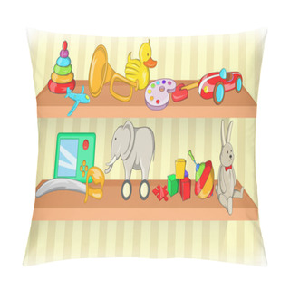 Personality  Toys Shelf Horizontal Banner , Cartoon Style Pillow Covers