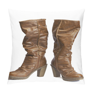 Personality  Brown Leather Boots Pillow Covers